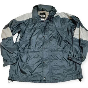 Vintage 90s Mens North Face Rain Jacket Hooded Nylon Windbreaker Size L Teal